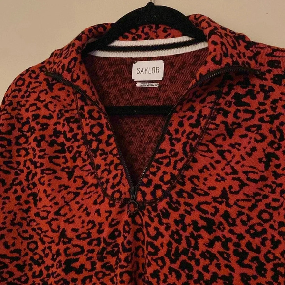 SAYLOR women’s quarter zip sweater - xs - cheetah print - like new condition - Picture 3 of 6